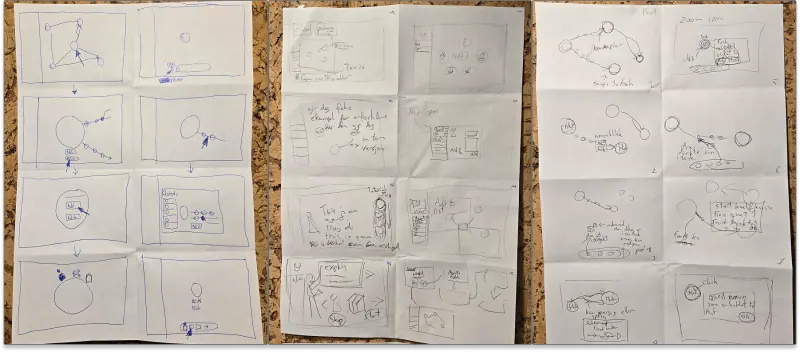 Crazy 8's sketches from the Nova Luna Studio ideation session