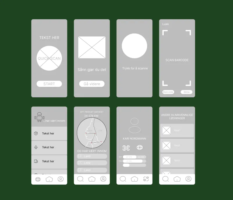 Further low-fidelity wireframe sketches for the Way To Go app